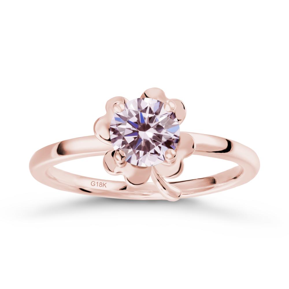 Round Pink Cubic Zirconia Four Leaf Clover Ring - LUO Jewelry #metal_18k rose gold