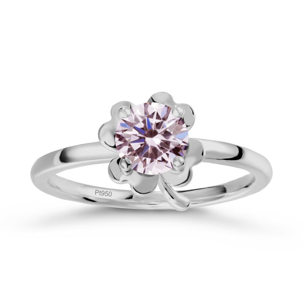 Round Pink Cubic Zirconia Four Leaf Clover Ring - LUO Jewelry #metal_platinum