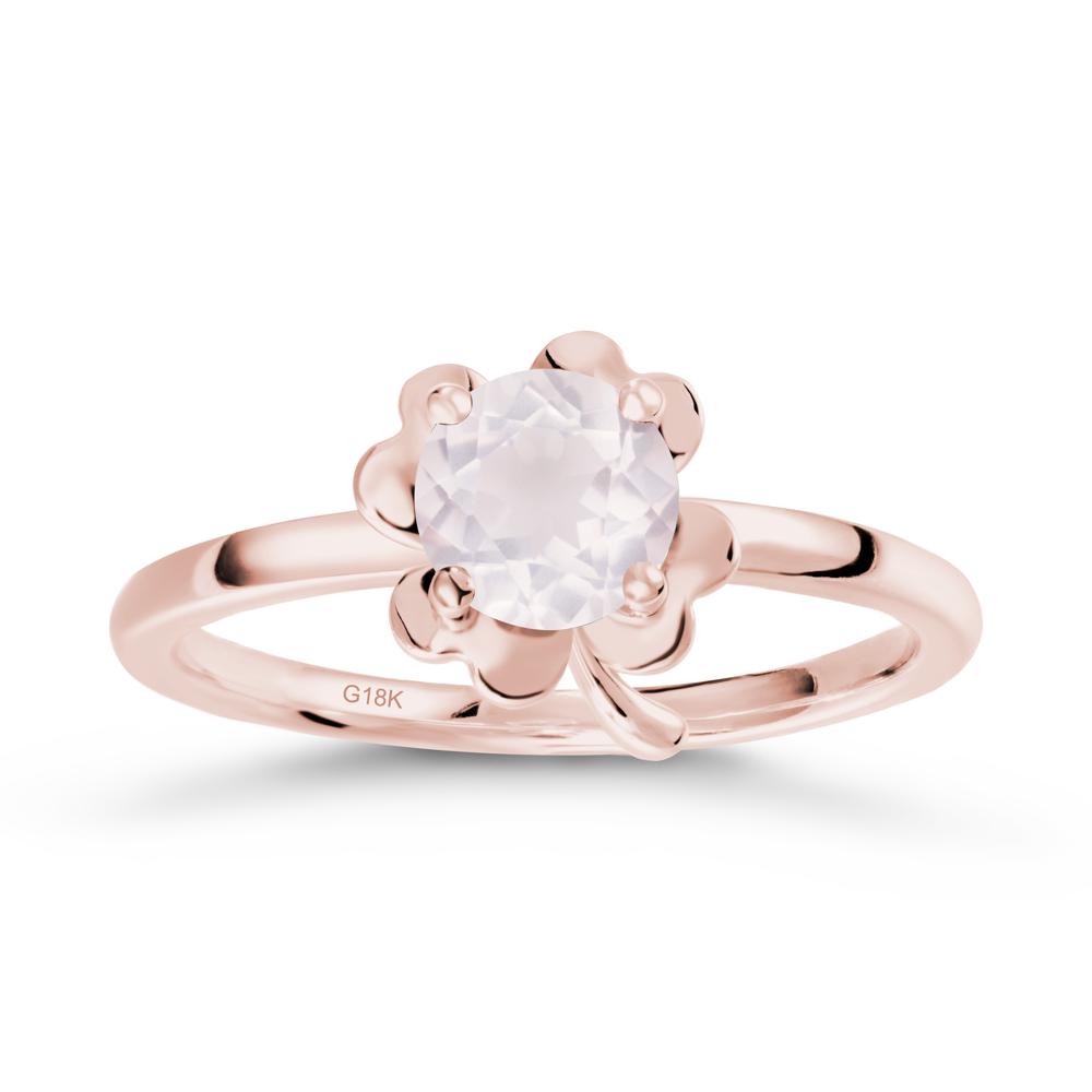 Rose Quartz Four Leaf Clover Creative Ring - LUO Jewelry #metal_18k rose gold