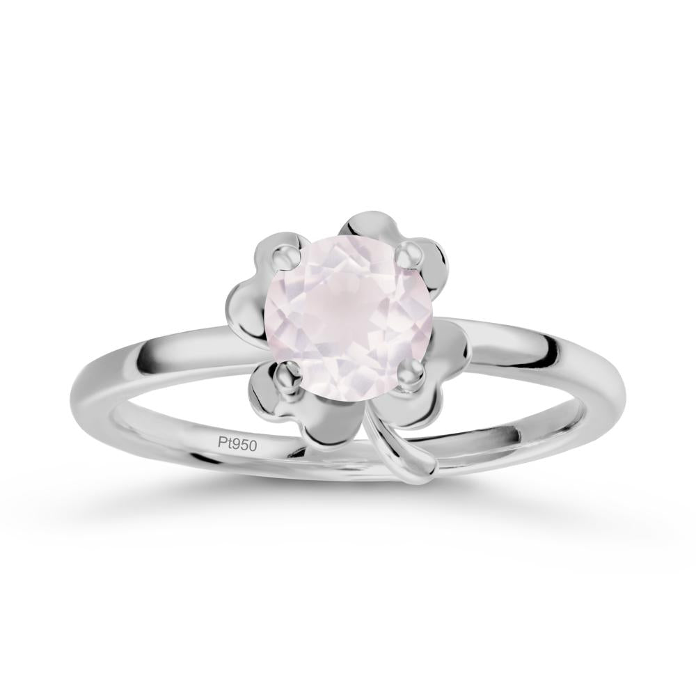 Rose Quartz Four Leaf Clover Creative Ring - LUO Jewelry #metal_platinum