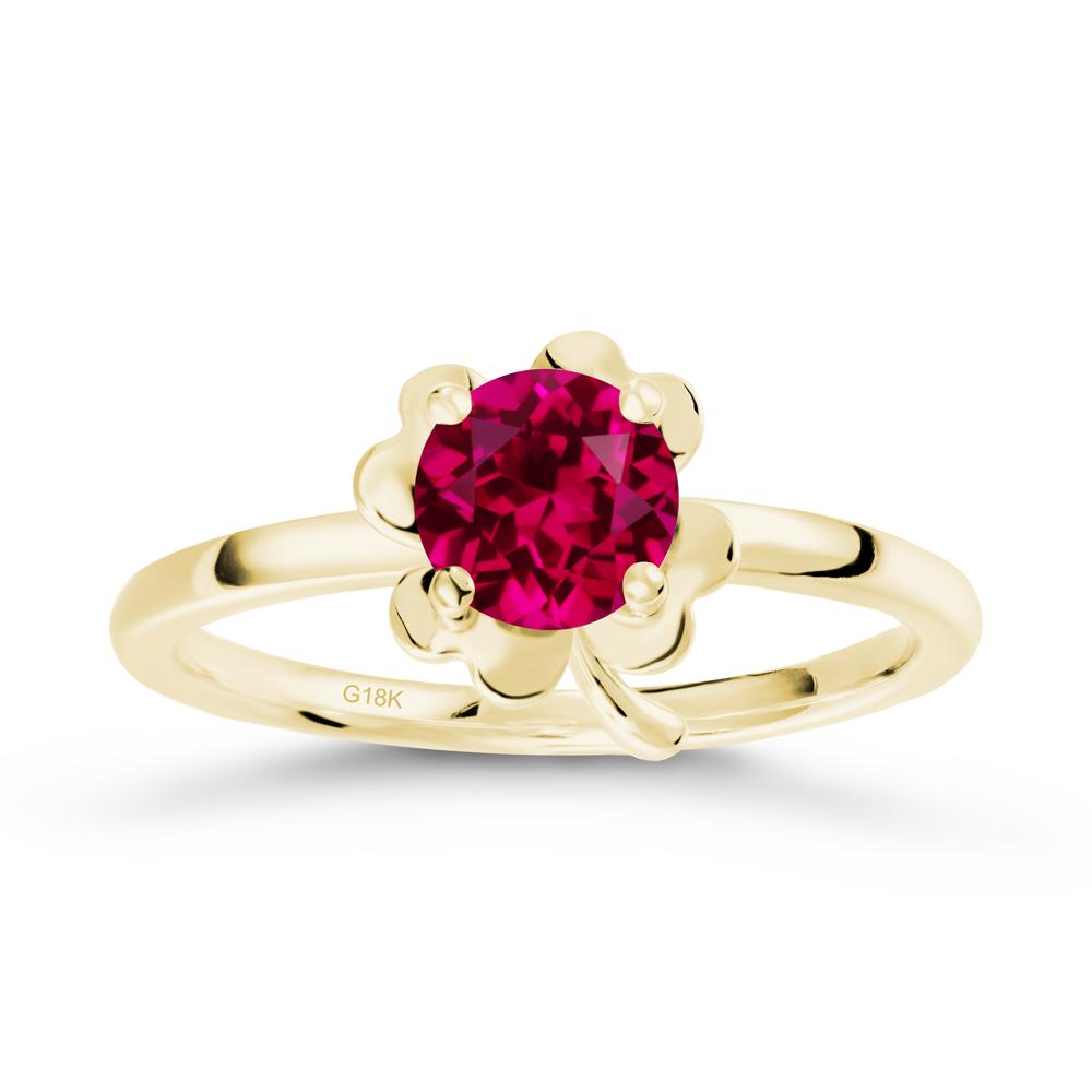 Ruby Four Leaf Clover Creative Ring - LUO Jewelry #metal_18k yellow gold