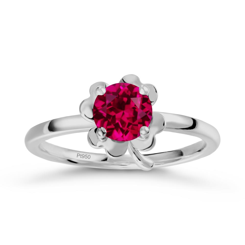 Ruby Four Leaf Clover Creative Ring - LUO Jewelry #metal_platinum