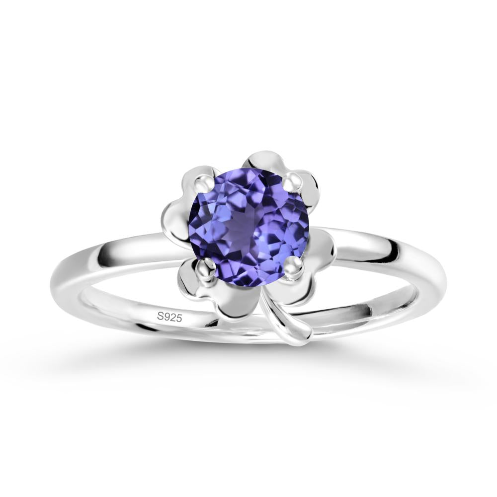 Round Tanzanite Four Leaf Clover Ring - LUO Jewelry #metal_sterling silver