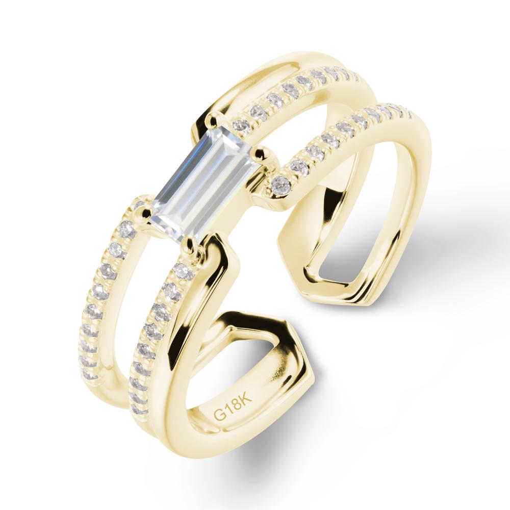 Double Half Eternity Band Cubic Zirconia Open Ring - LUO Jewelry #metal_18k yellow gold