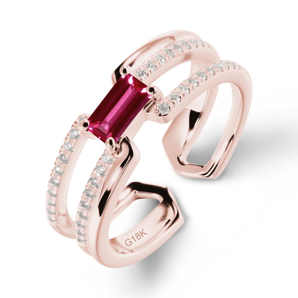 Double Half Eternity Band Ruby Open Ring - LUO Jewelry #metal_18k rose gold