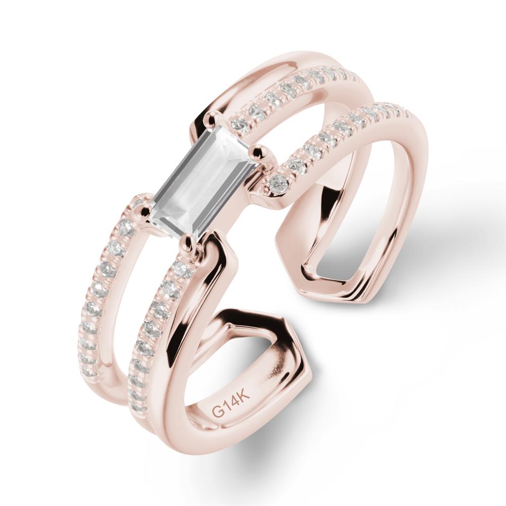 Double Half Eternity Band White Topaz Open Ring - LUO Jewelry #metal_14k rose gold