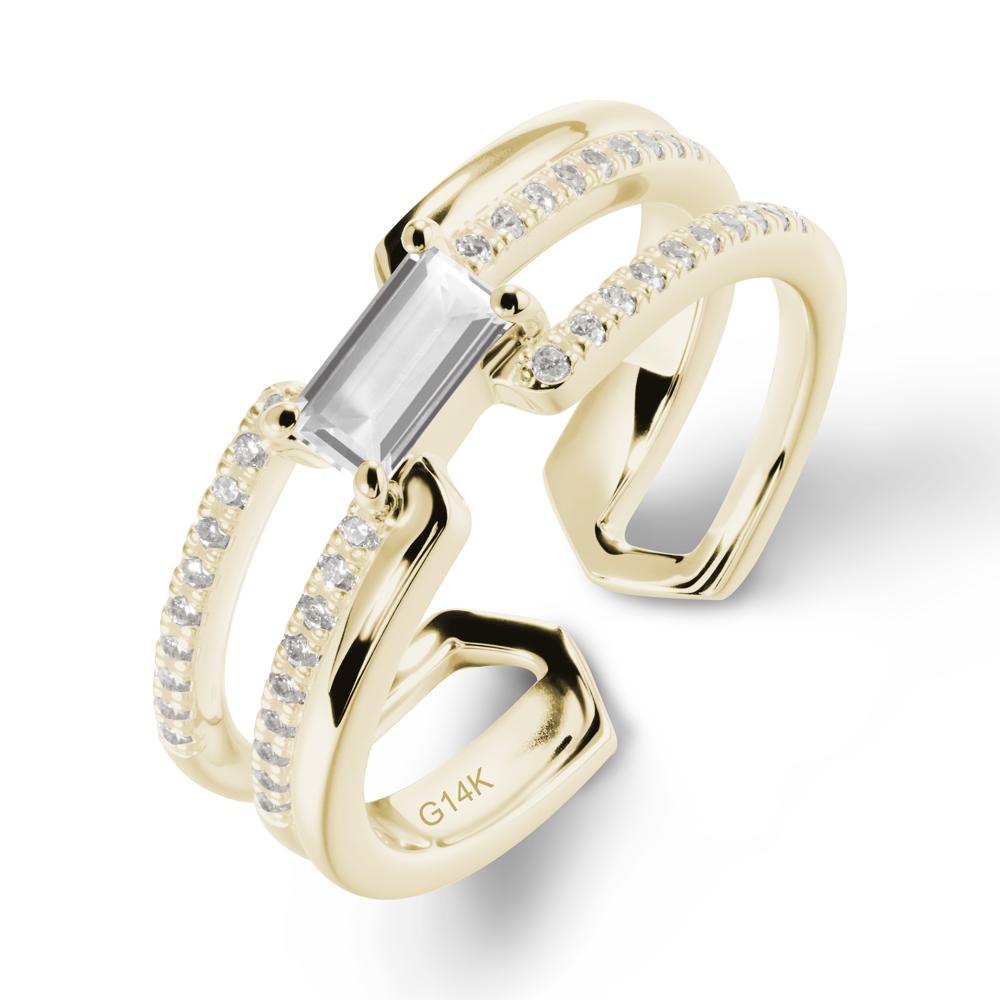 Double Half Eternity Band White Topaz Open Ring - LUO Jewelry #metal_14k yellow gold