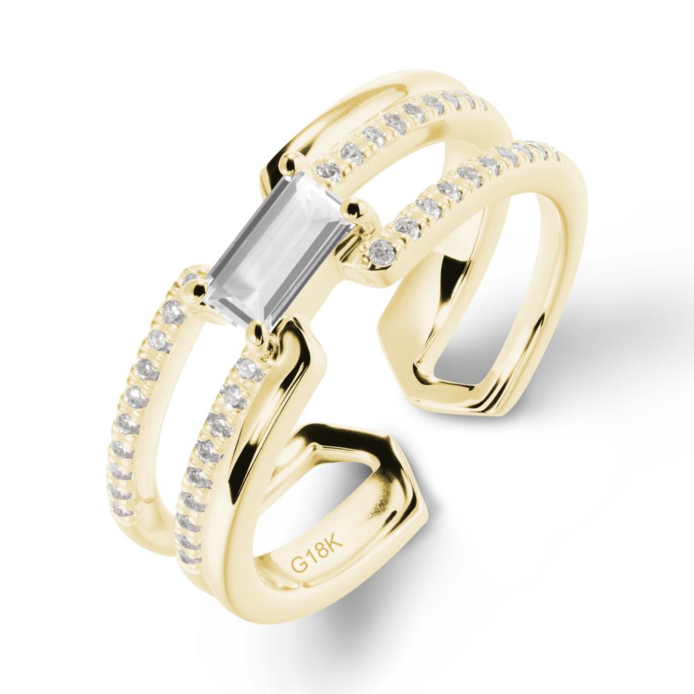 Double Half Eternity Band White Topaz Open Ring - LUO Jewelry #metal_18k yellow gold
