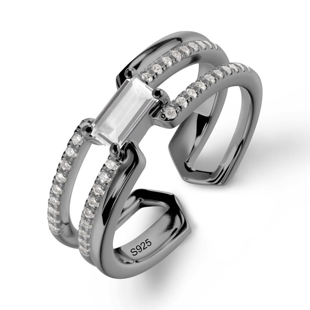 Double Half Eternity Band White Topaz Open Ring - LUO Jewelry #metal_black finish sterling silver