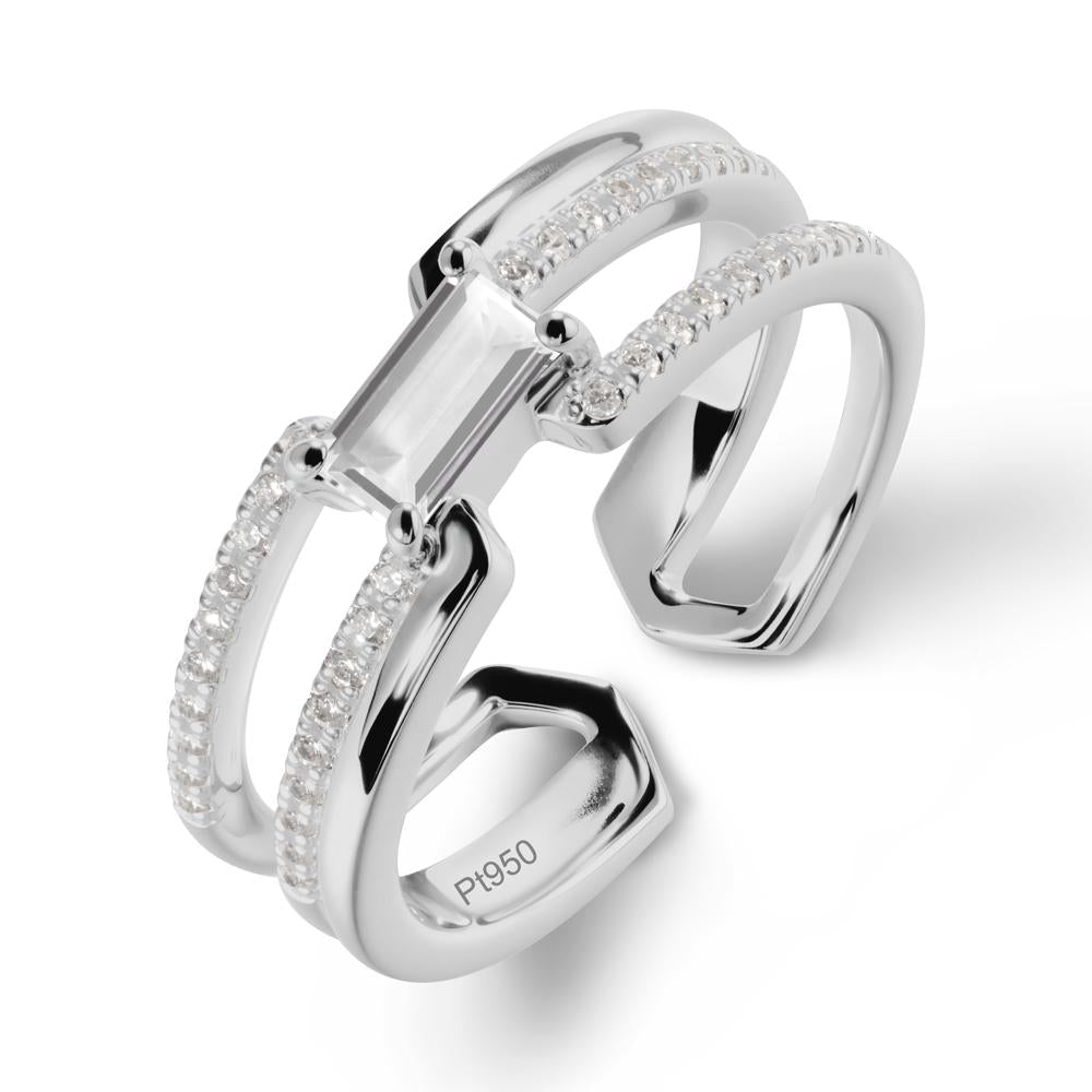 Double Half Eternity Band White Topaz Open Ring - LUO Jewelry #metal_platinum