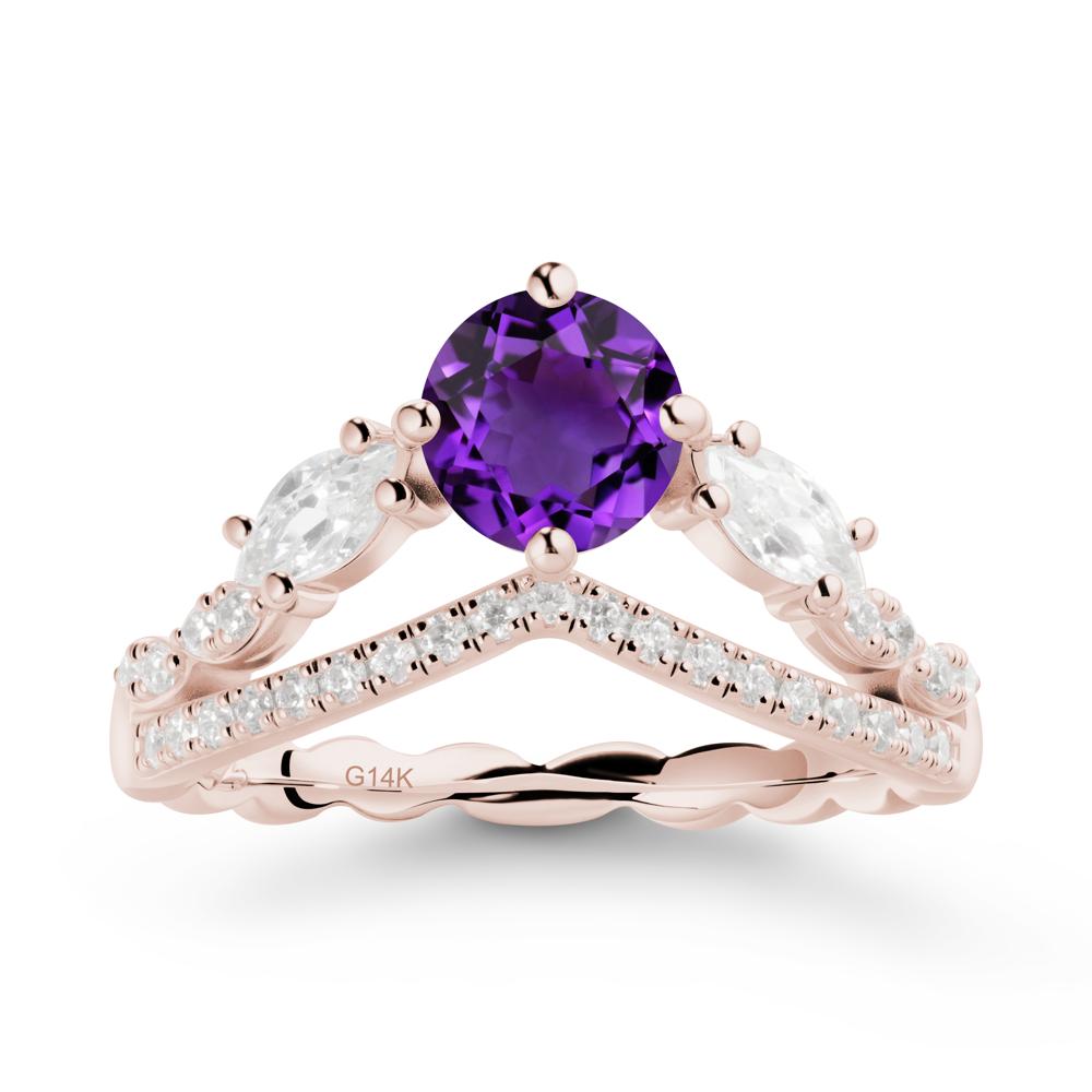 Leaf Inspired Crown Amethyst Ring - LUO Jewelry #metal_14k rose gold