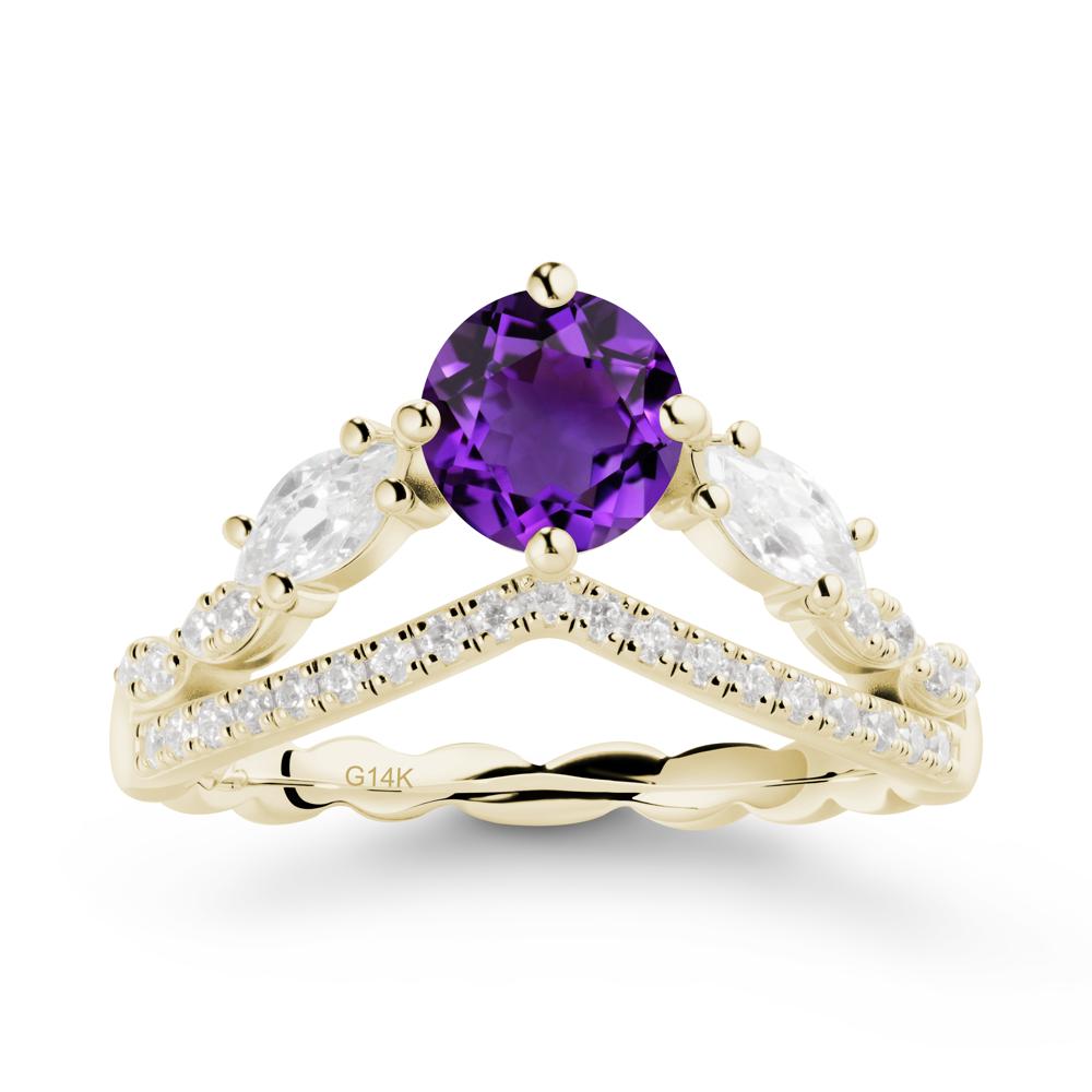 Leaf Inspired Crown Amethyst Ring - LUO Jewelry #metal_14k yellow gold