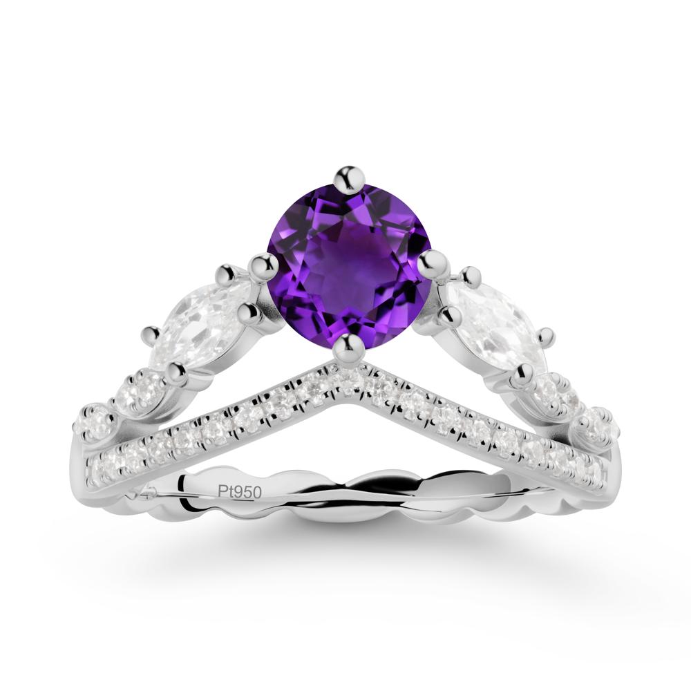 Leaf Inspired Crown Amethyst Ring - LUO Jewelry #metal_platinum