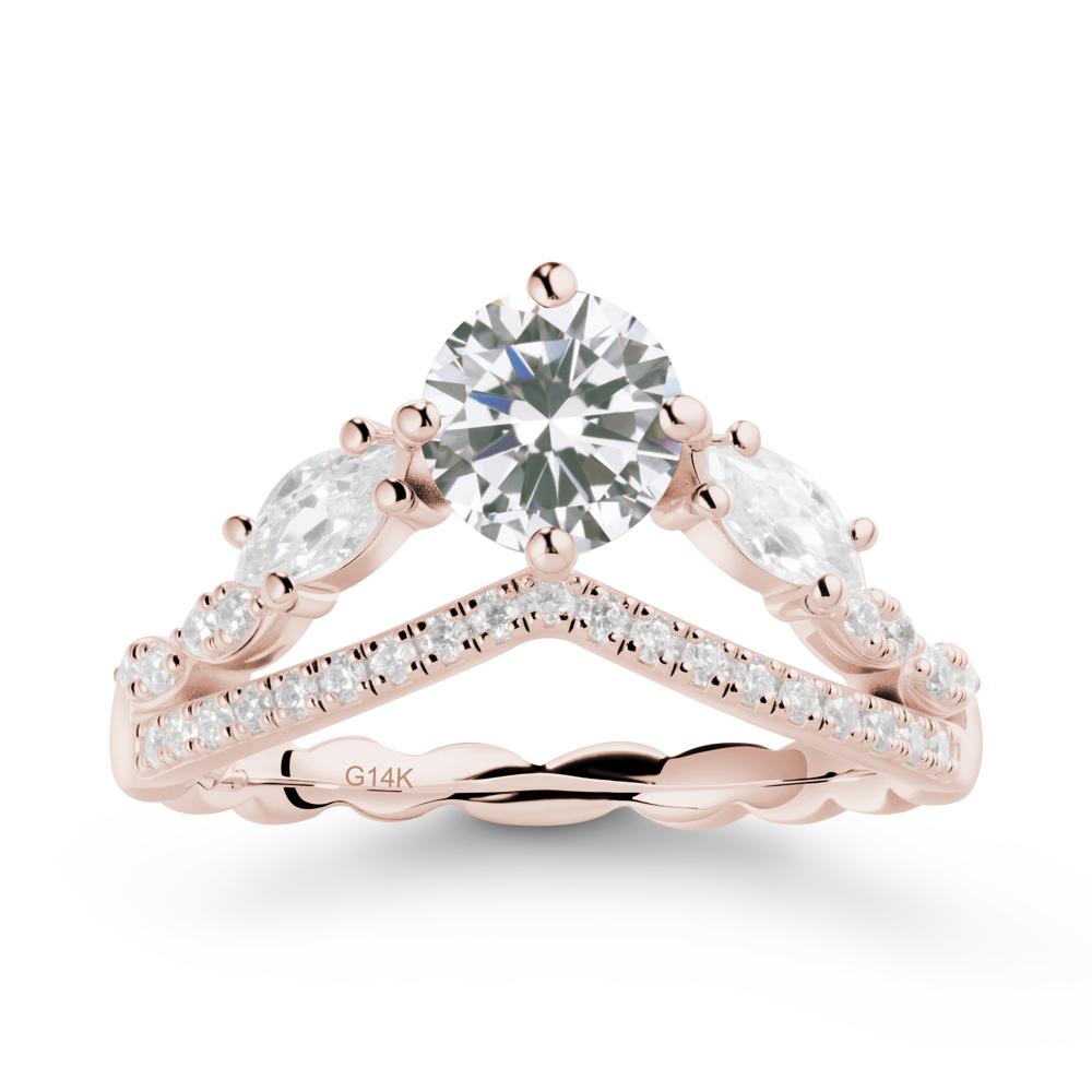 Leaf Inspired Crown Cubic Zirconia Ring - LUO Jewelry #metal_14k rose gold