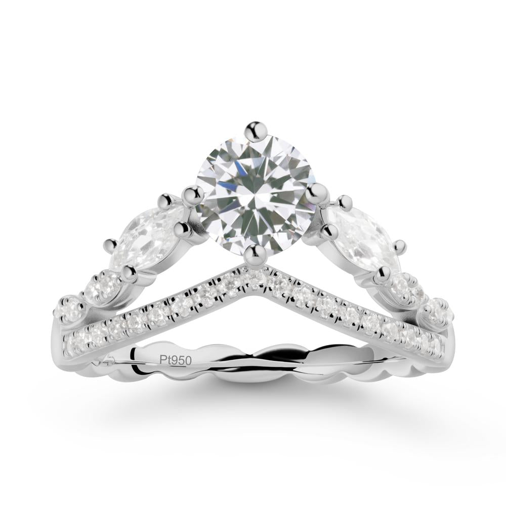 Leaf Inspired Crown Cubic Zirconia Ring - LUO Jewelry #metal_platinum