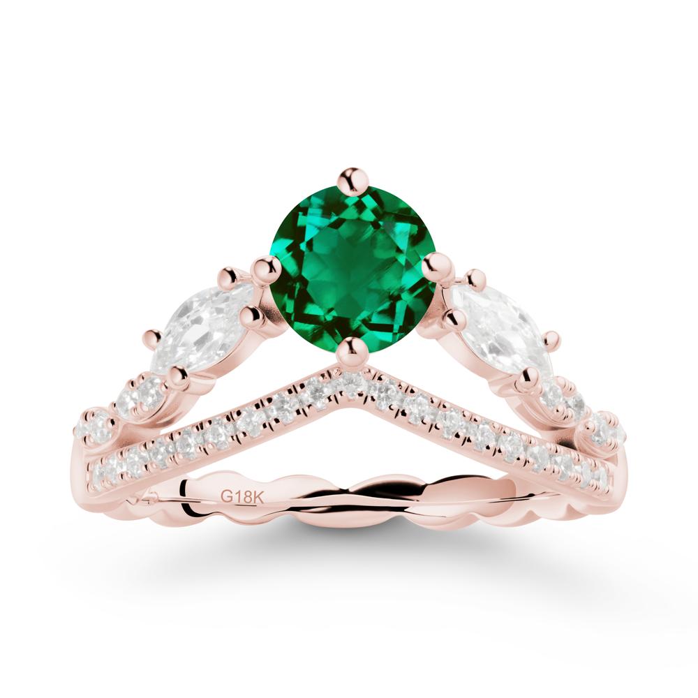 Leaf Inspired Crown Emerald Ring - LUO Jewelry #metal_18k rose gold