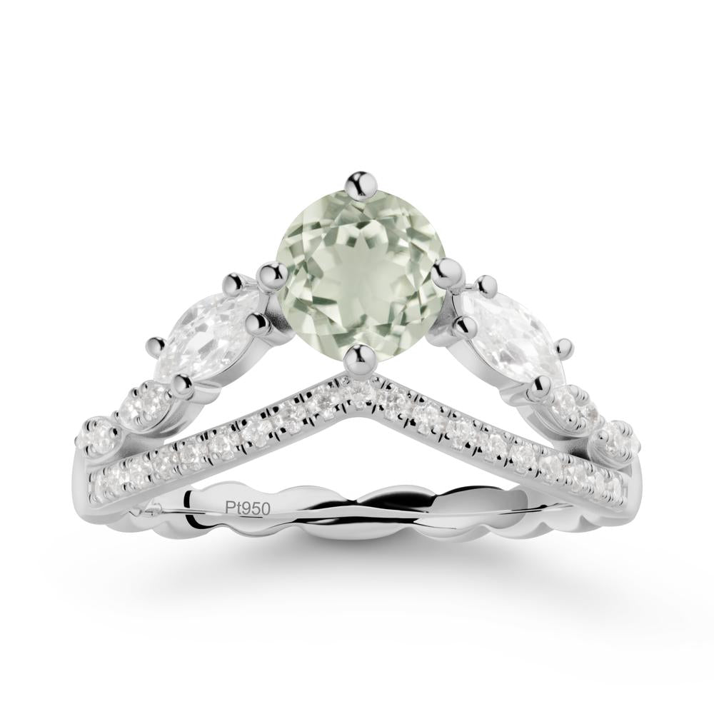 Leaf Inspired Crown Green Amethyst Ring - LUO Jewelry #metal_platinum