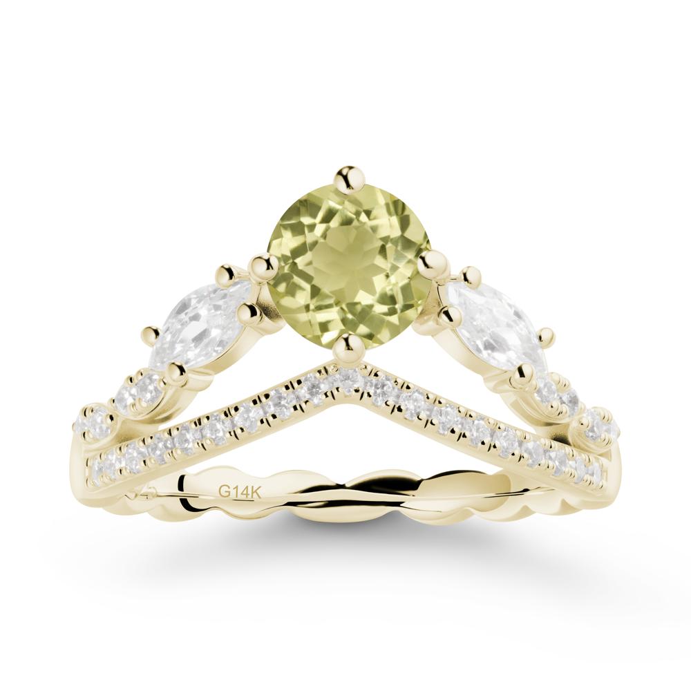 Leaf Inspired Crown Lemon Quartz Ring - LUO Jewelry #metal_14k yellow gold