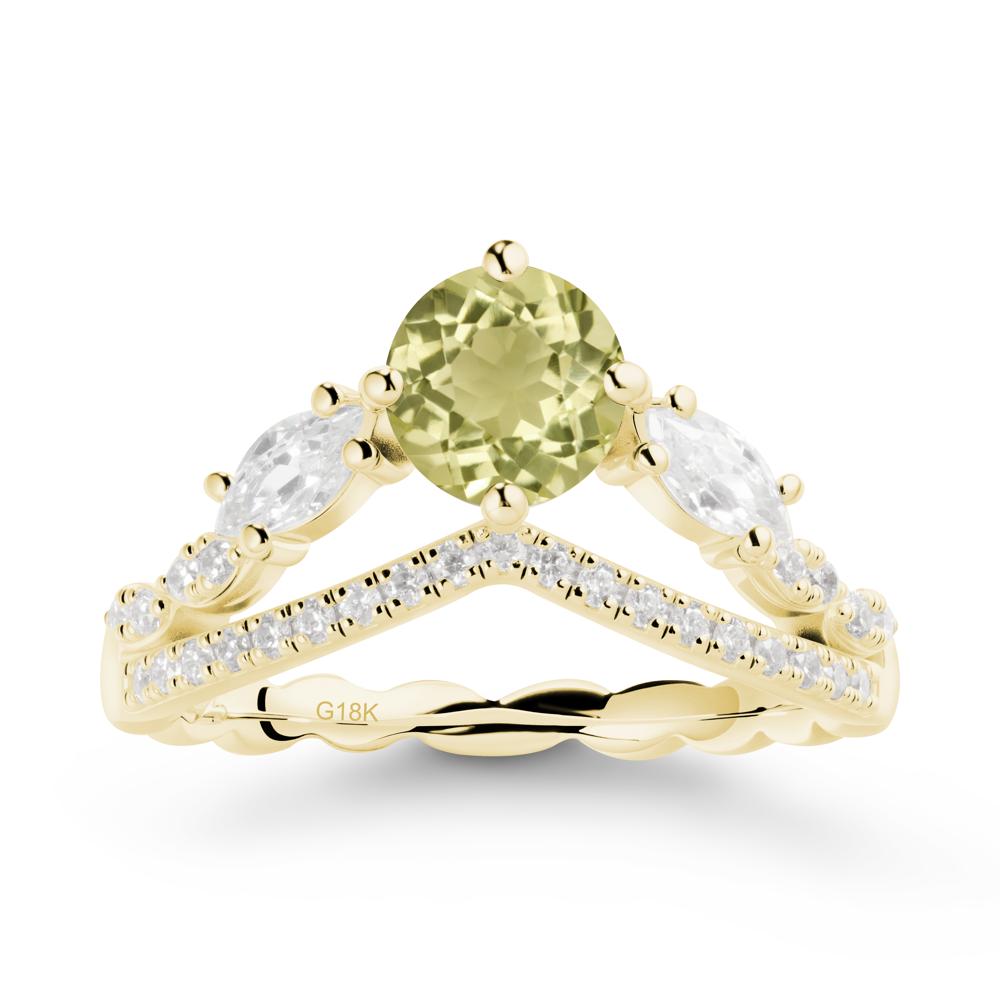 Leaf Inspired Crown Lemon Quartz Ring - LUO Jewelry #metal_18k yellow gold