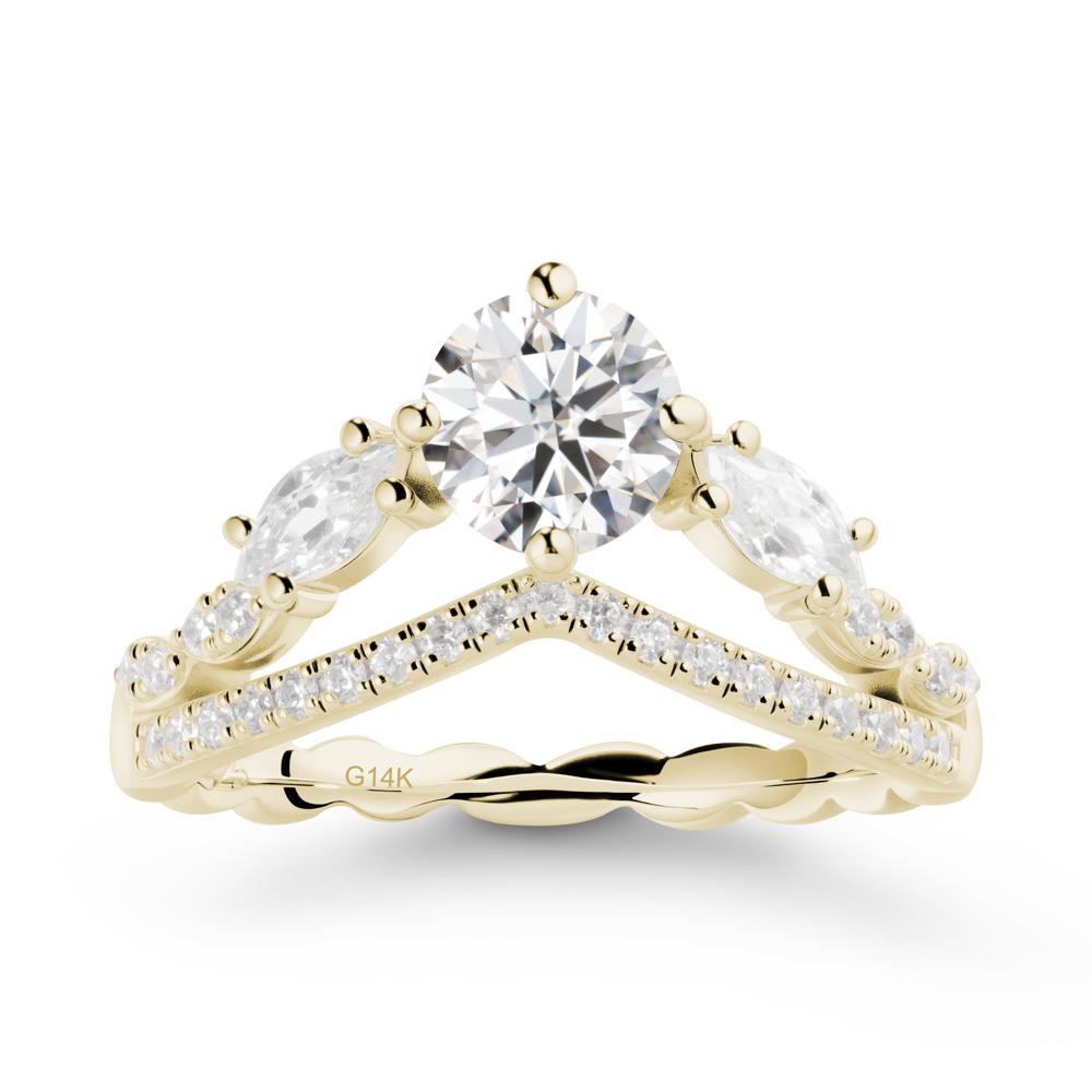 Leaf Inspired Crown Moissanite Ring - LUO Jewelry #metal_14k yellow gold