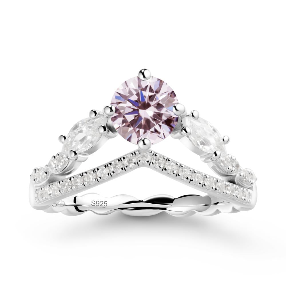 Leaf Inspired Crown Pink Cubic Zirconia Ring - LUO Jewelry #metal_sterling silver