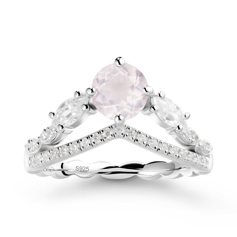 Leaf Inspired Crown Rose Quartz Ring - LUO Jewelry #metal_sterling silver