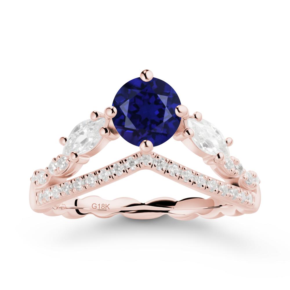Leaf Inspired Crown Sapphire Ring - LUO Jewelry #metal_18k rose gold