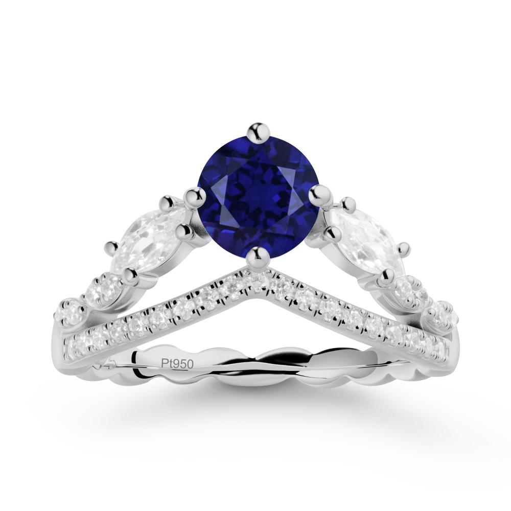 Leaf Inspired Crown Sapphire Ring - LUO Jewelry #metal_platinum
