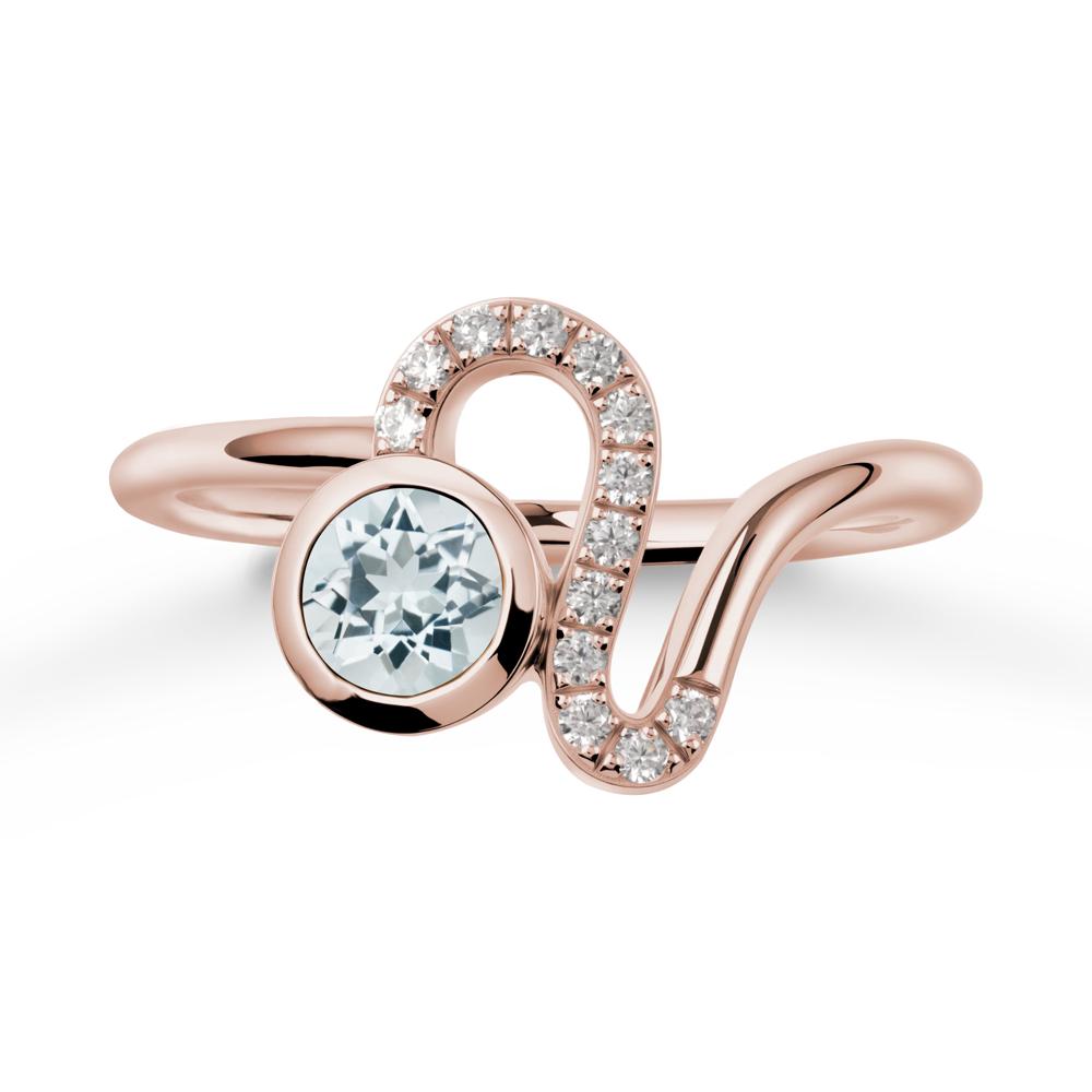 Bezel Round Aquamarine Ring - LUO Jewelry #metal_14k rose gold
