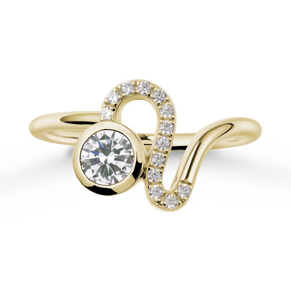 Bezel Round Cubic Zirconia Ring - LUO Jewelry #metal_14k yellow gold