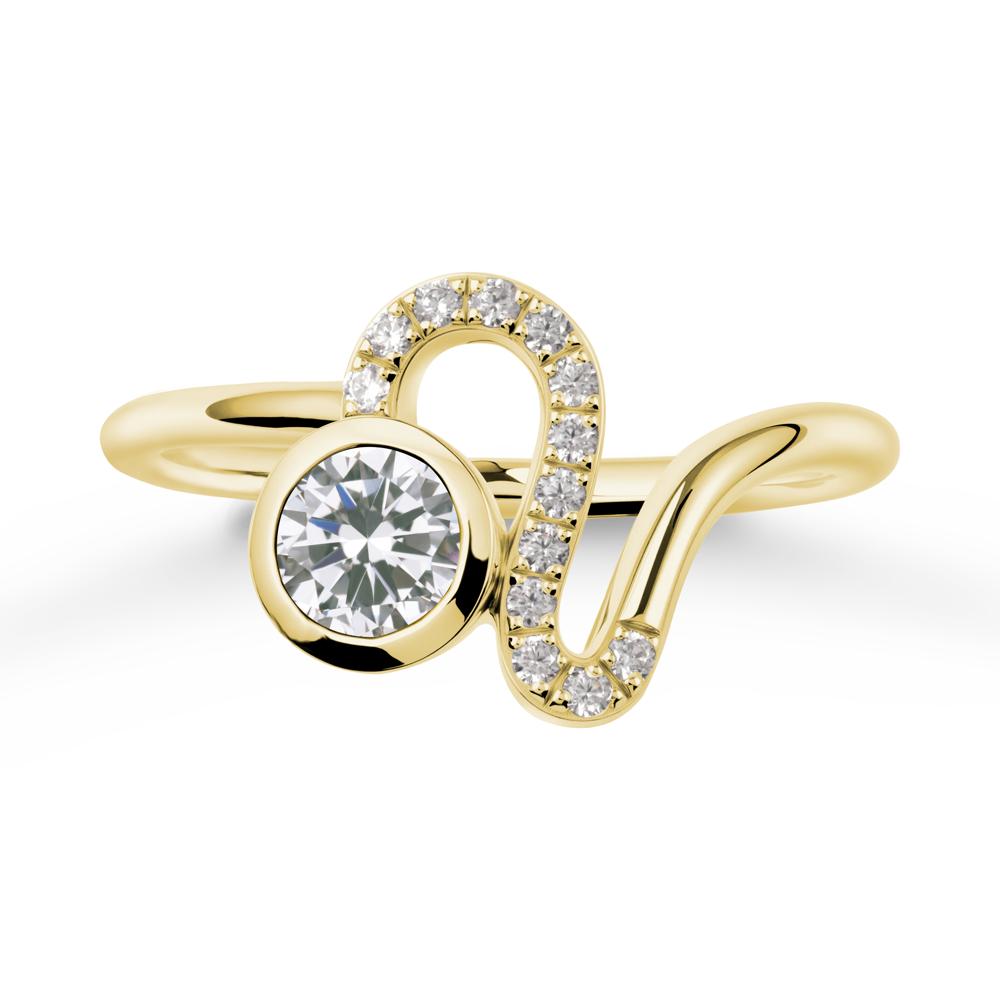 Bezel Round Cubic Zirconia Ring - LUO Jewelry #metal_18k yellow gold