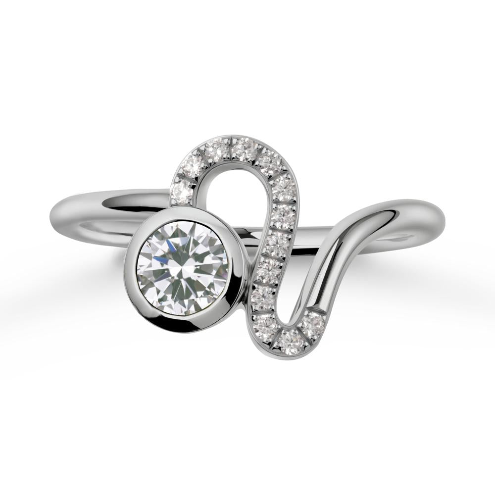 Bezel Round Cubic Zirconia Ring - LUO Jewelry #metal_platinum