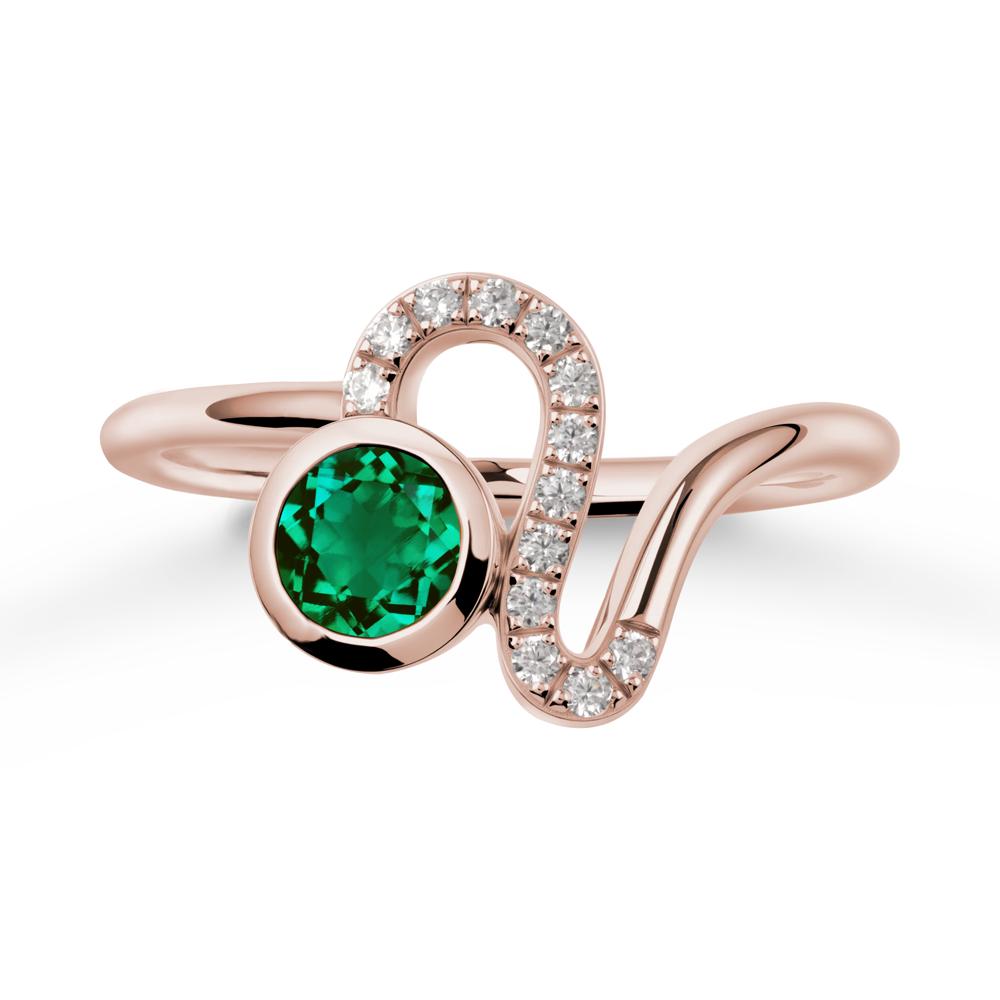 Bezel Round Emerald Ring - LUO Jewelry #metal_14k rose gold