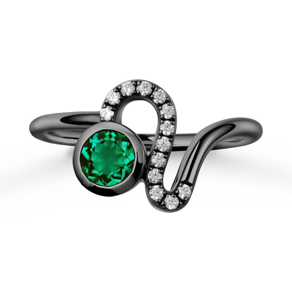 Bezel Round Emerald Ring - LUO Jewelry #metal_black finish sterling silver