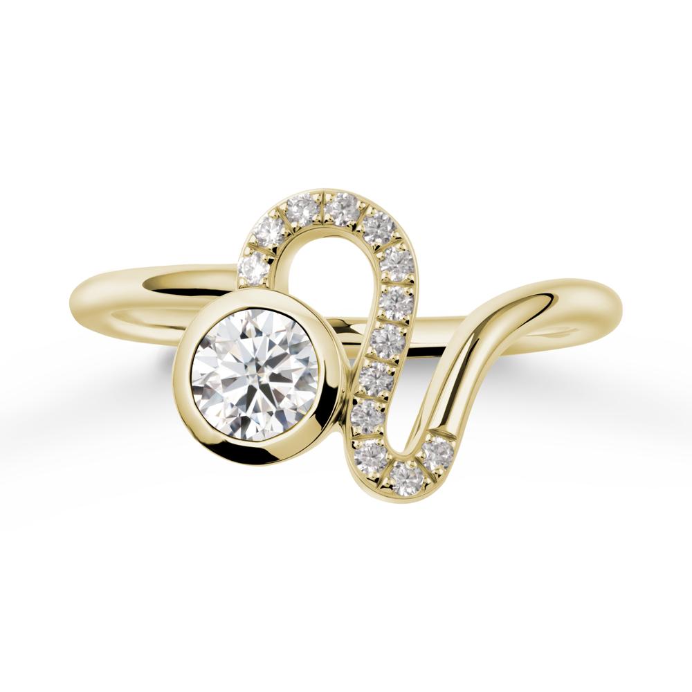 Bezel Round Moissanite Ring - LUO Jewelry #metal_14k yellow gold