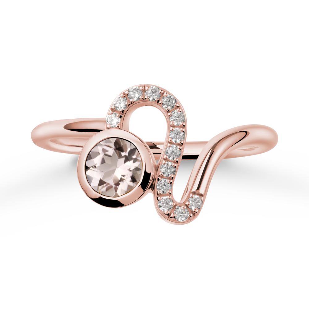 Leo Zodiac Round Morganite Ring - LUO Jewelry #metal_18k rose gold
