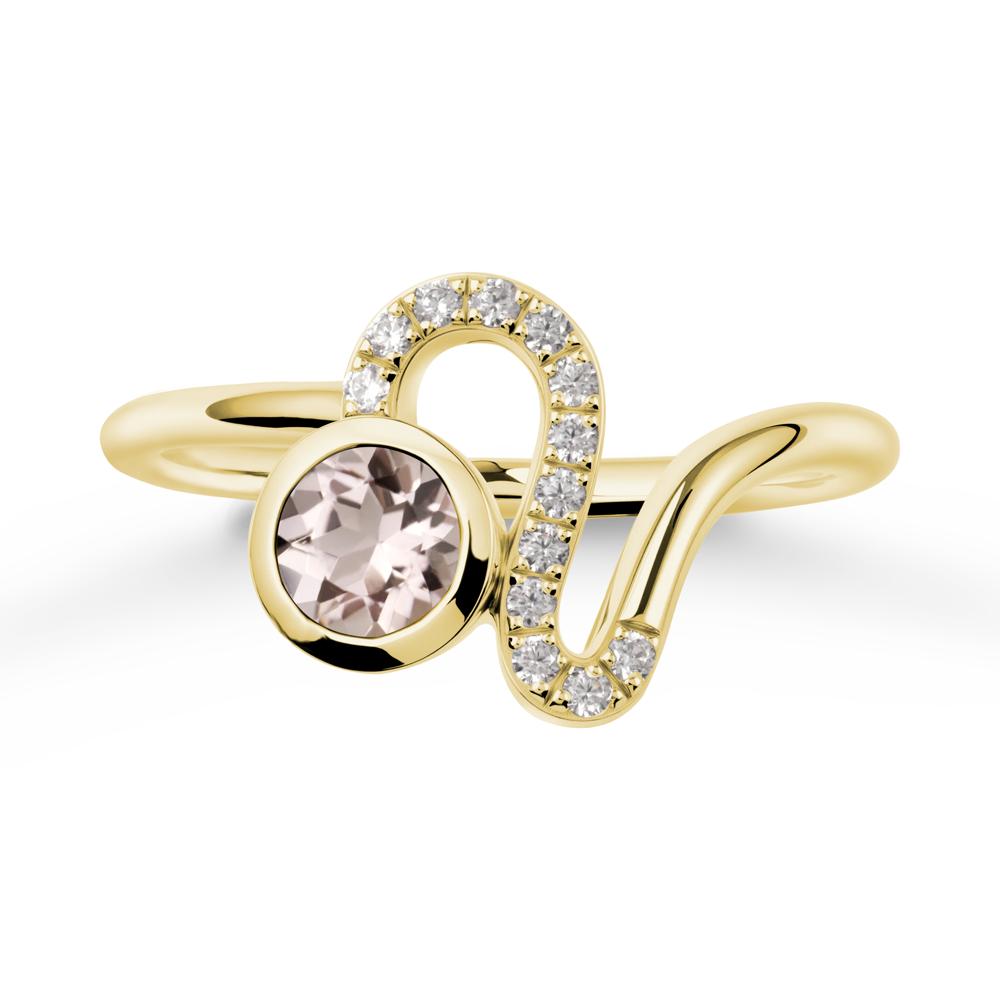 Leo Zodiac Round Morganite Ring - LUO Jewelry #metal_18k yellow gold