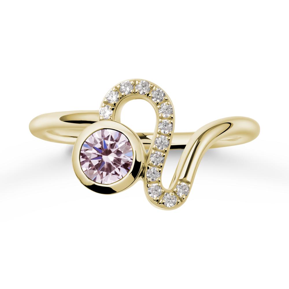 Leo Zodiac Pink Cubic Zirconia Ring-Generous & Passionate - LUO Jewelry #metal_14k yellow gold