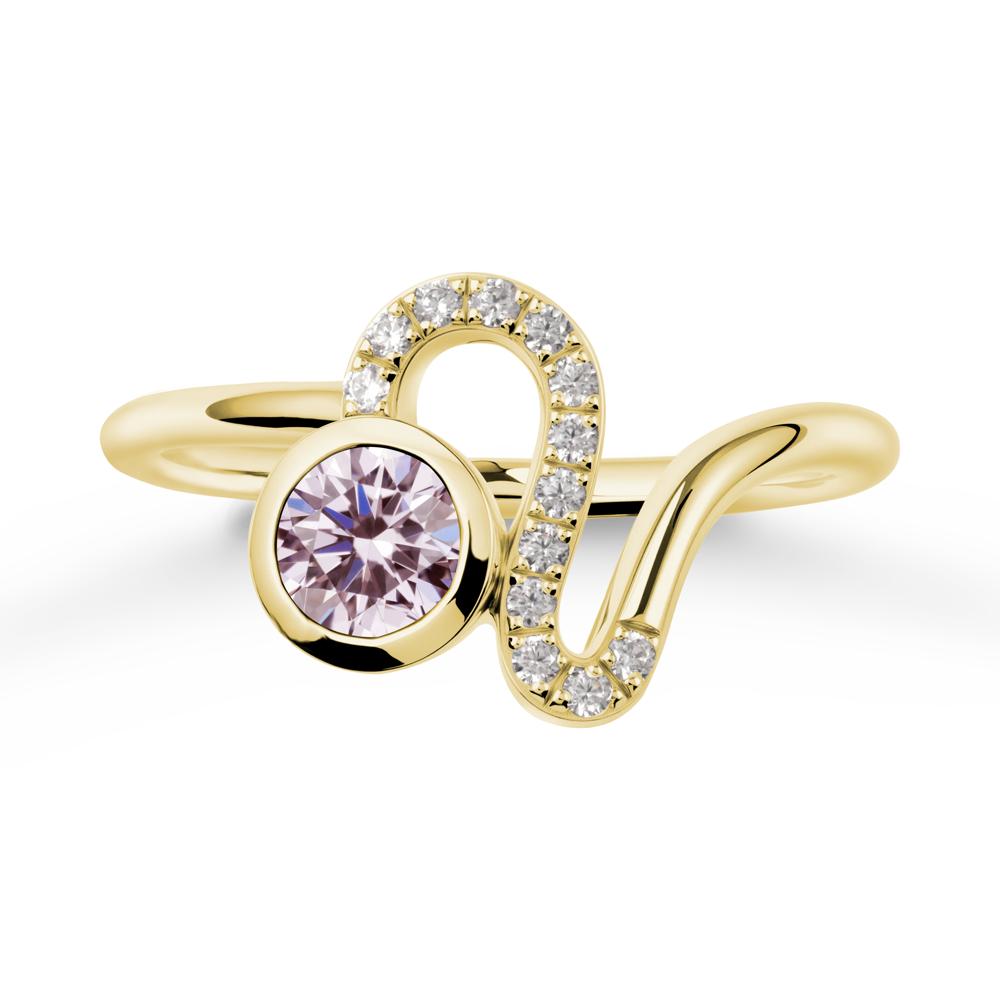 Leo Zodiac Pink Cubic Zirconia Ring-Generous & Passionate - LUO Jewelry #metal_18k yellow gold