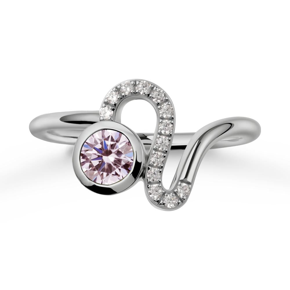 Leo Zodiac Pink Cubic Zirconia Ring-Generous & Passionate - LUO Jewelry #metal_platinum