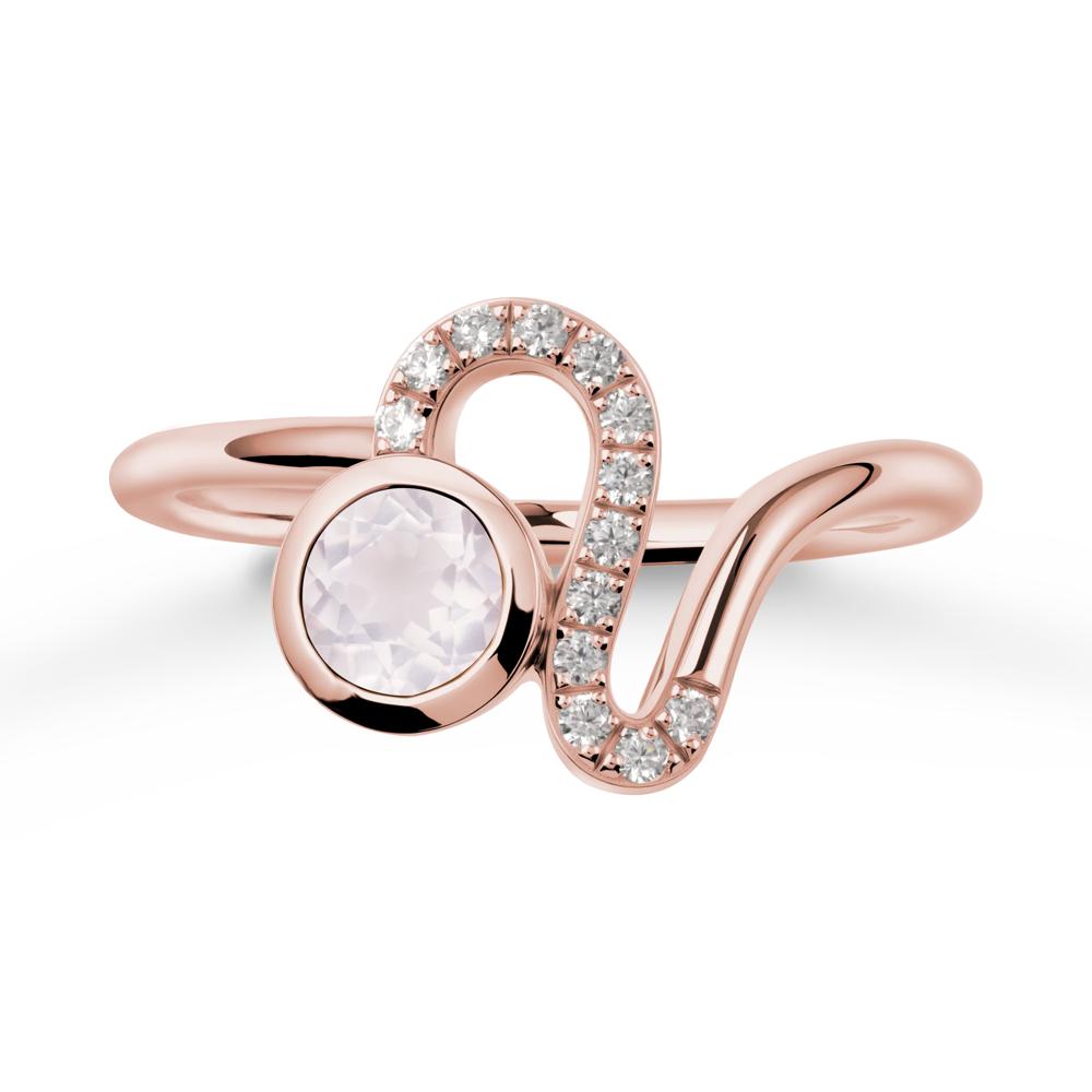 Bezel Round Rose Quartz Ring - LUO Jewelry #metal_18k rose gold