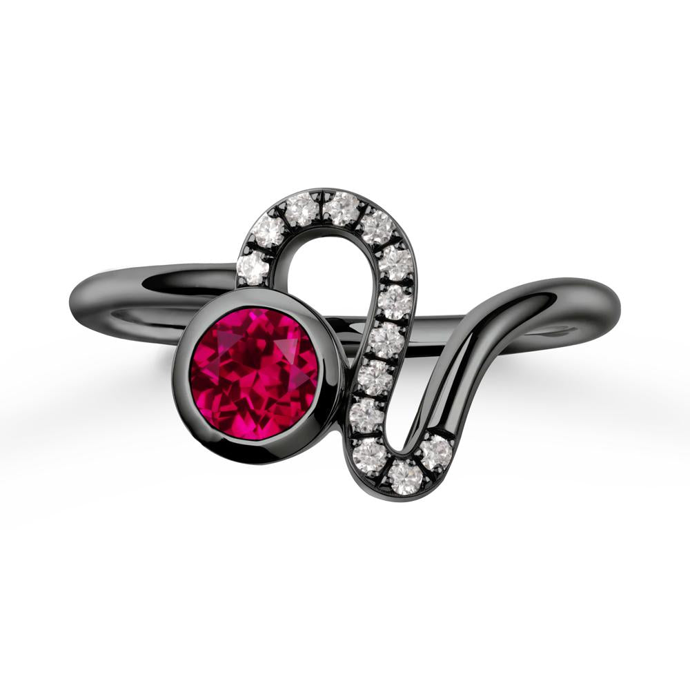Bezel Round Ruby Ring - LUO Jewelry #metal_black finish sterling silver