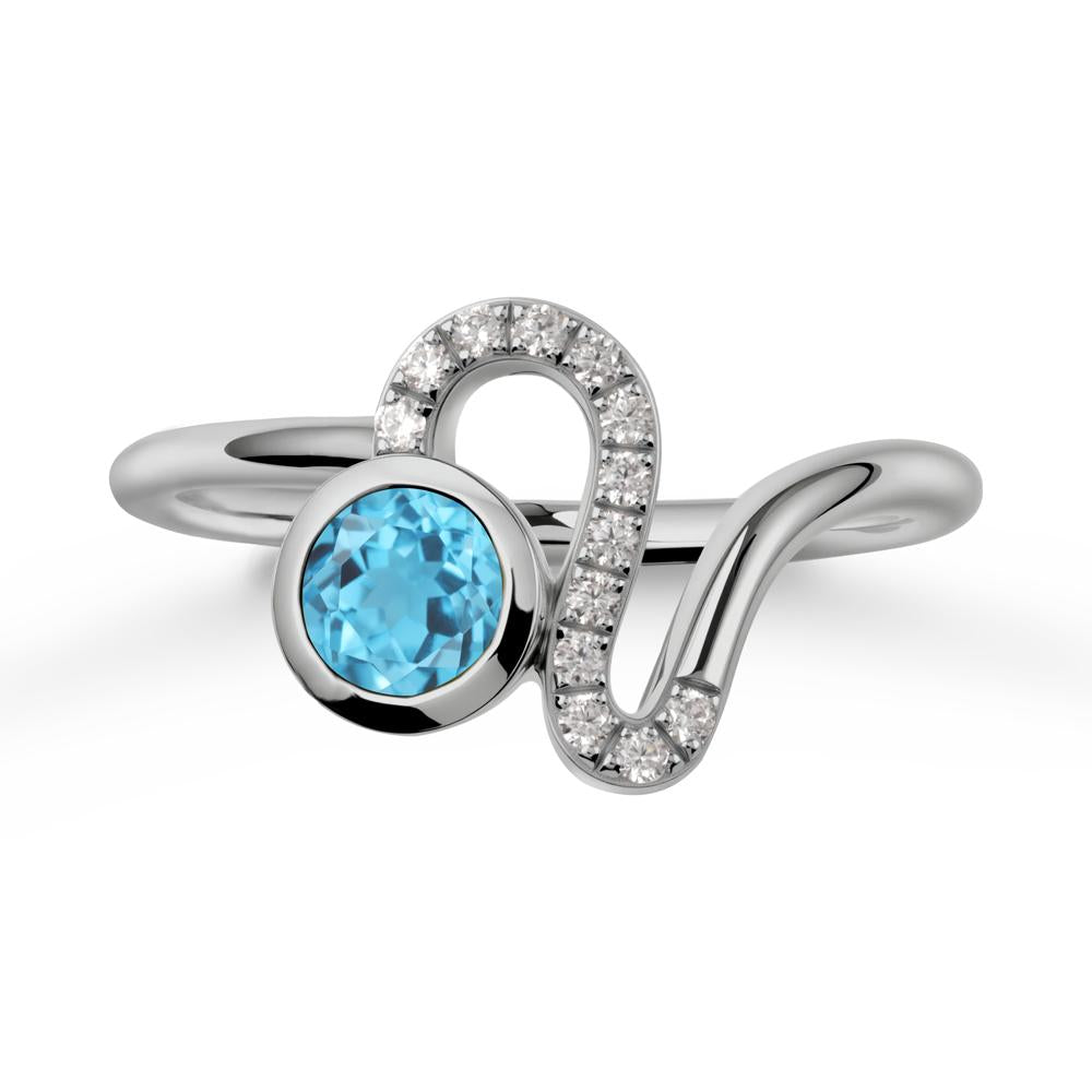 Bezel Round Swiss Blue Topaz Ring - LUO Jewelry #metal_platinum