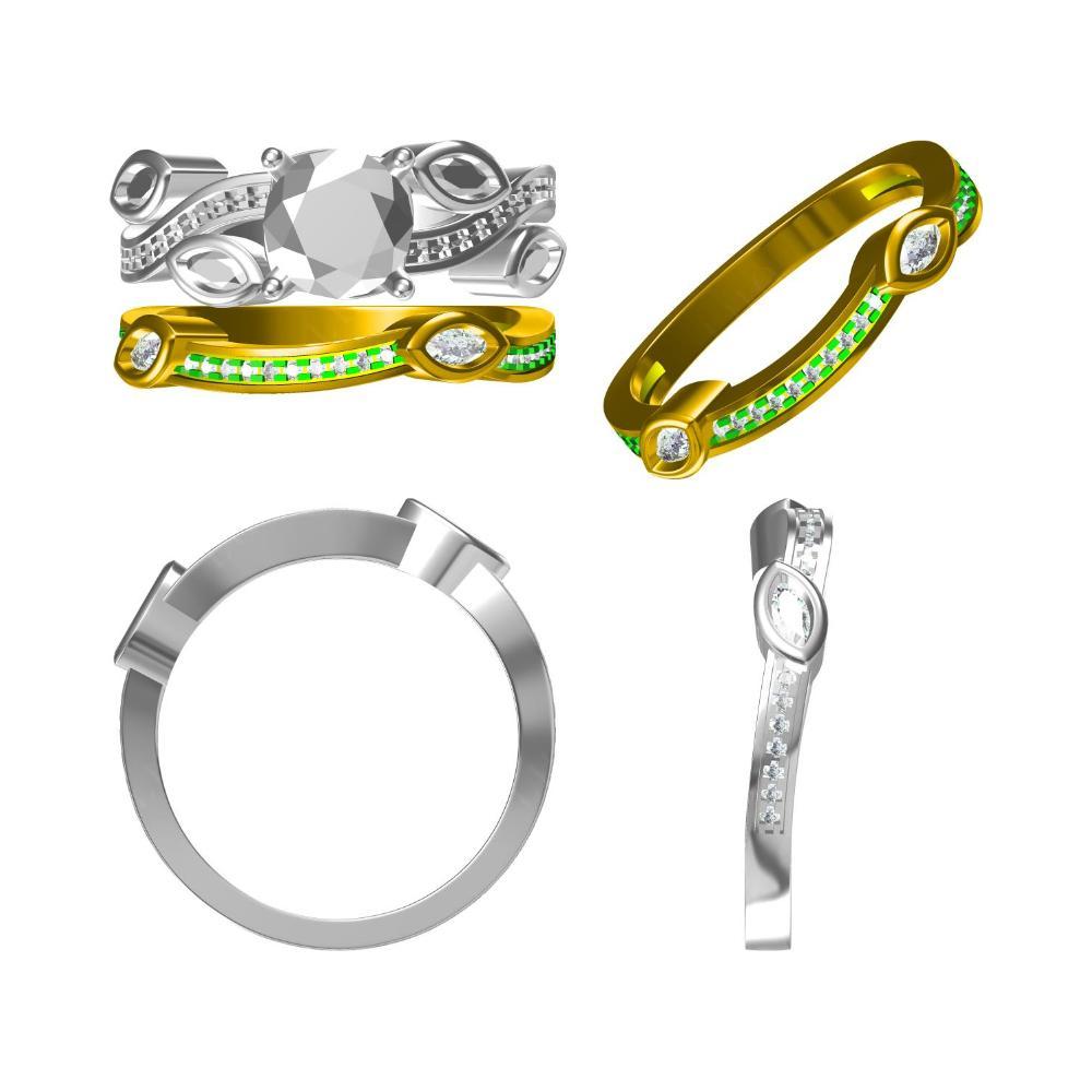 Green Sapphire Twisted Leaf Engagement Ring - LUO Jewelry