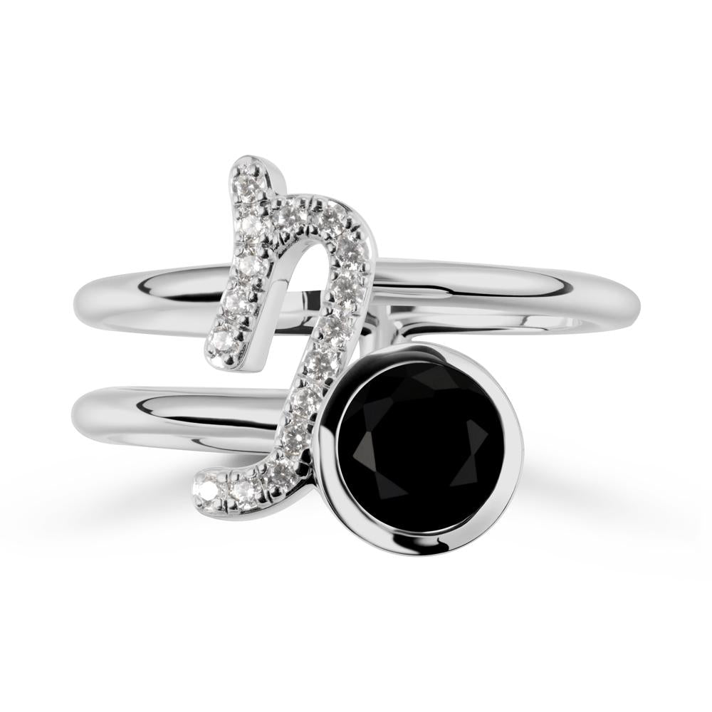 Unique Black Spinel Capricorn Zodiac Ring -Steadfast & Enduring - LUO Jewelry #metal_platinum