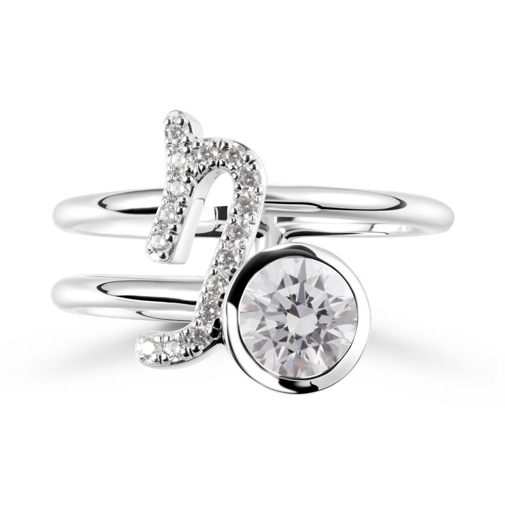 Unique Diamond Capricorn Zodiac Ring -Steadfast & Enduring - LUO Jewelry #metal_14k white gold