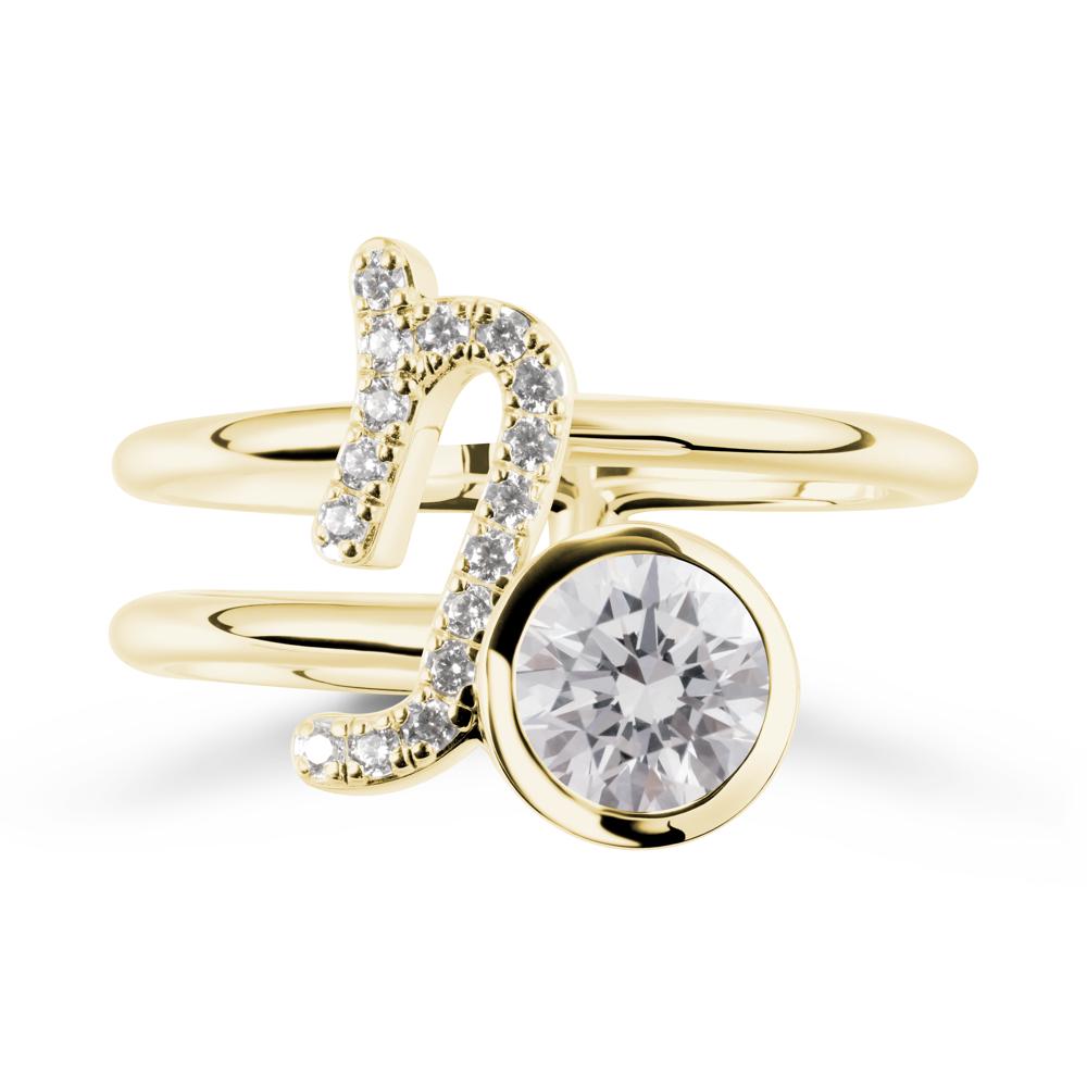 Unique Diamond Capricorn Zodiac Ring -Steadfast & Enduring - LUO Jewelry #metal_18k yellow gold