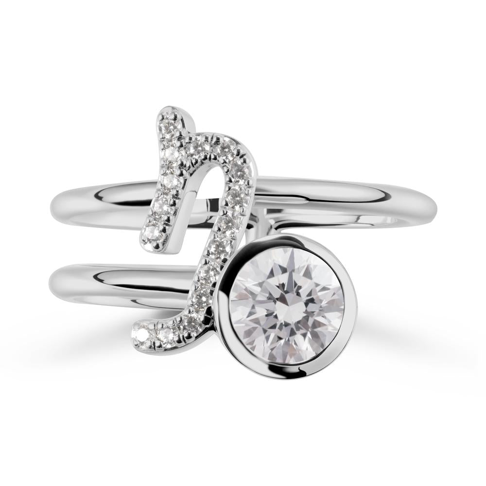 Unique Diamond Capricorn Zodiac Ring -Steadfast & Enduring - LUO Jewelry #metal_platinum