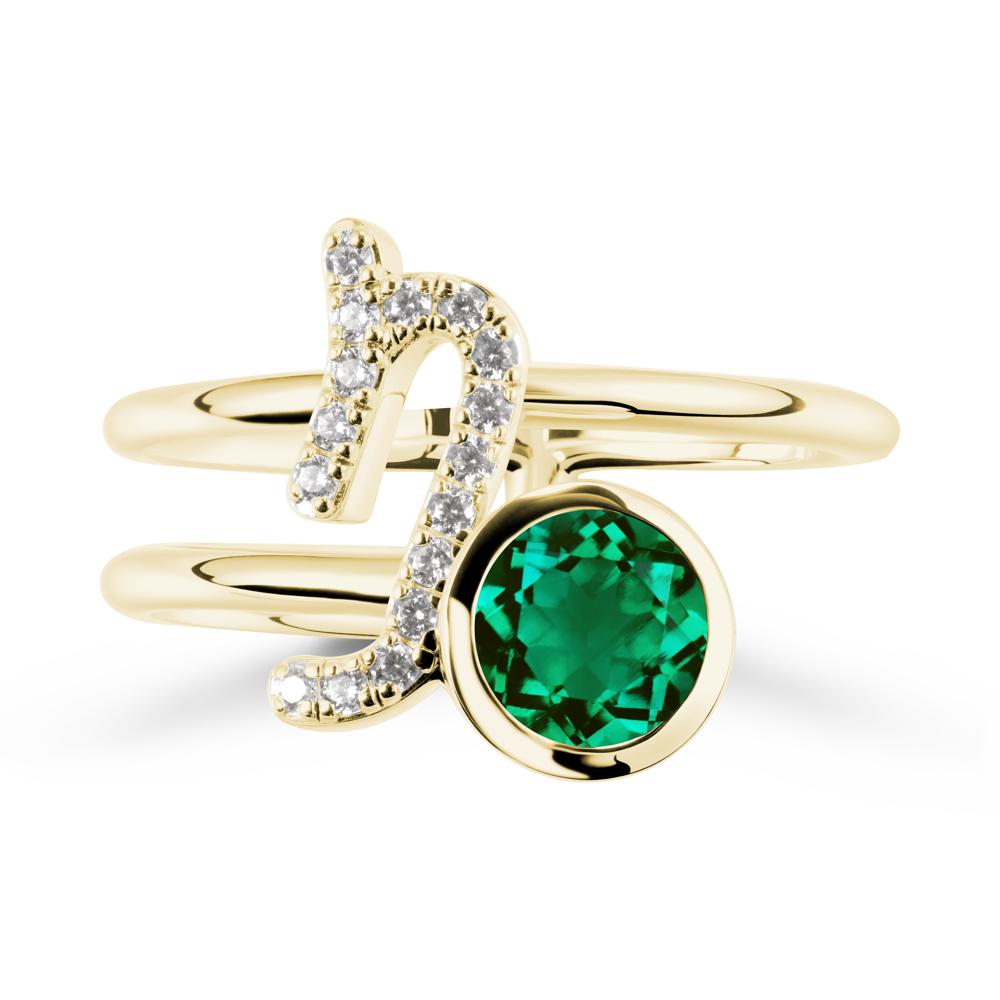 Bezel Capricorn Zodiac Emerald Ring - LUO Jewelry #metal_18k yellow gold