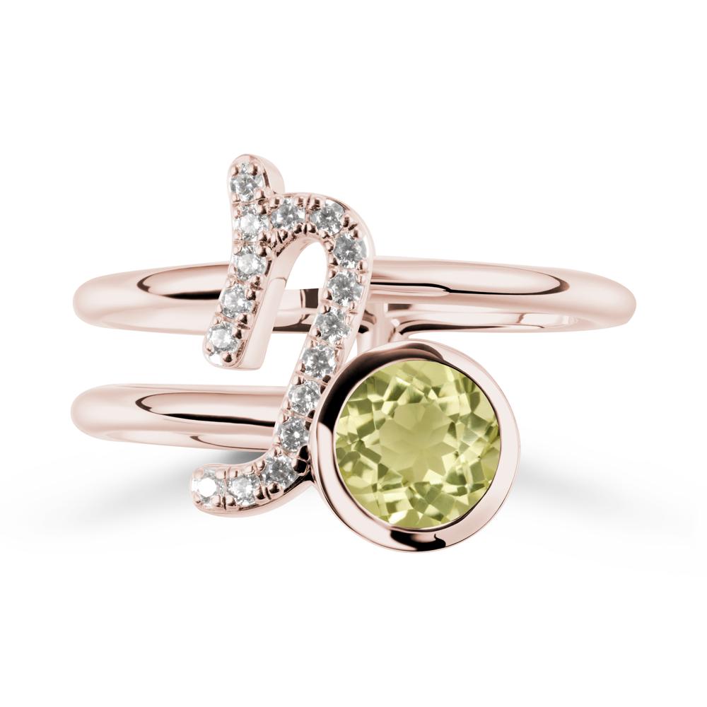 Unique Lemon Quartz Capricorn Zodiac Ring -Steadfast & Enduring - LUO Jewelry #metal_14k rose gold